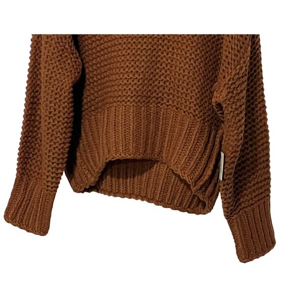 FREE PEOPLE MY ONLY SUNSHINE COWL-NECK SWEATER CARAMALIZED BROWN SMALL NEW - Picture 6 of 13